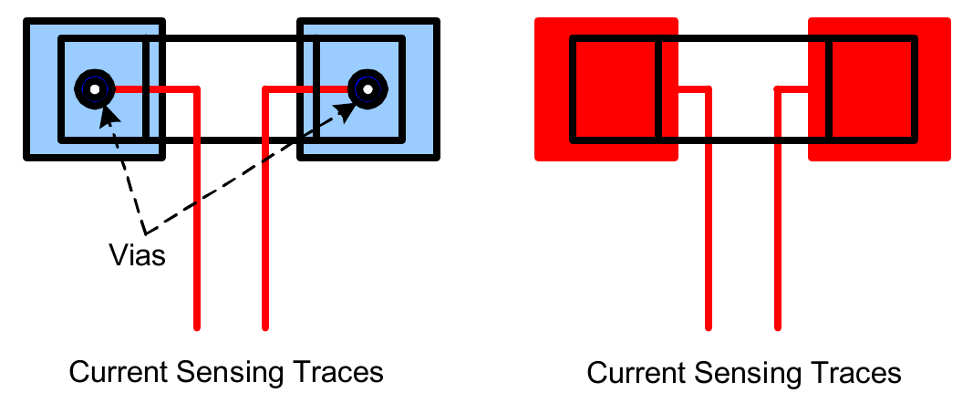 Adapter current sensing trace routing (uncaptioned drawing in the printed table cell)