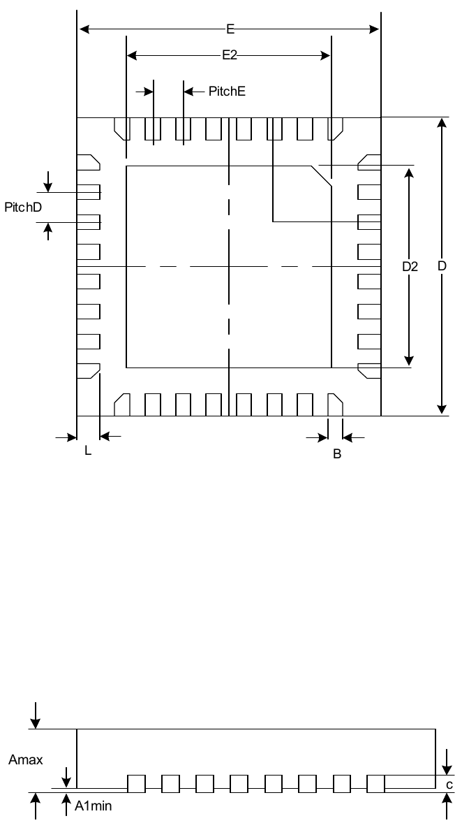 Footprint dimensions diagram (uncaptioned drawing in the printed "Diagram" cell)