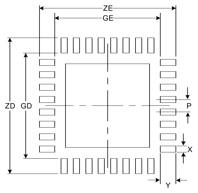 Recommended land pattern diagram (uncaptioned drawing in the printed "Diagram" cell)